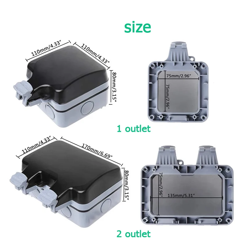 EU KR Outdoor Wall Waterproof  - Outdoor Power Outlet Waterproof 评论和价格